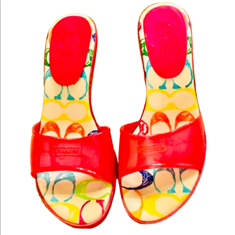 💯% Authentic Coach Jelly Logo Kitten Heel Sandals